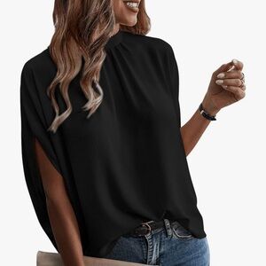 Chic Black High Neck Blouse